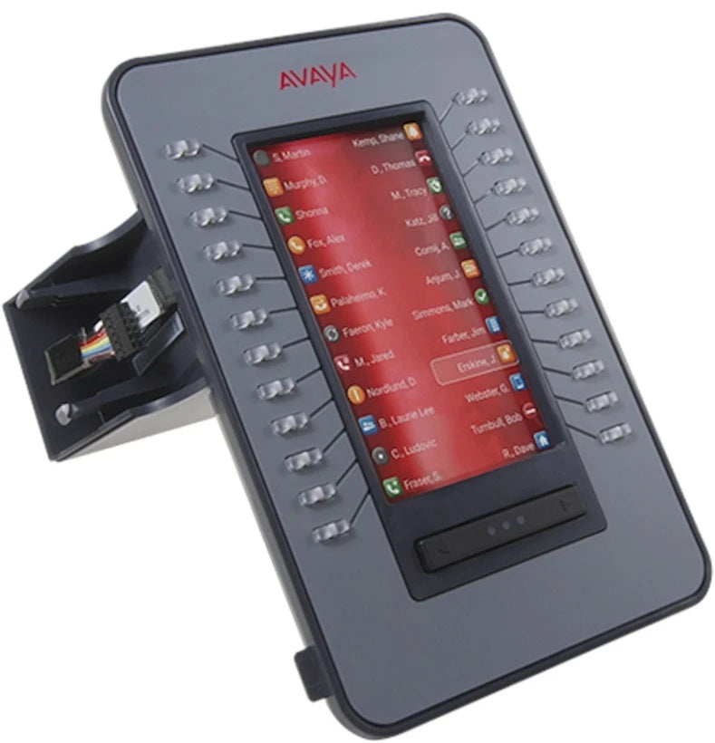Each button equipped with dual LEDs (red/green) for line/call status.