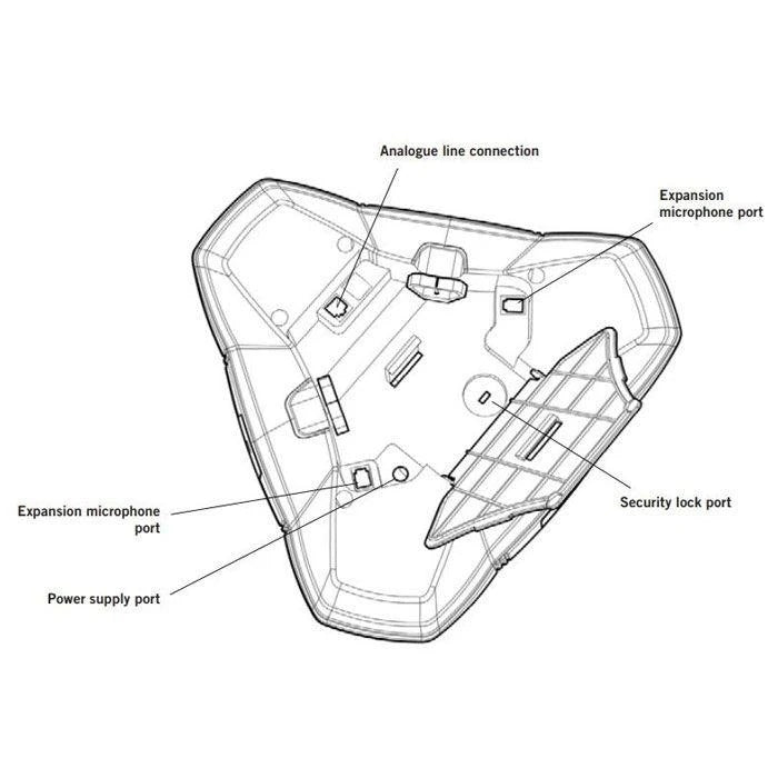 Microphone pickup range up to 320 sq ft.